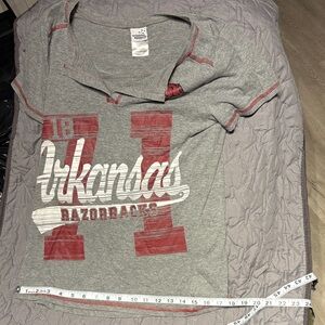 Creative Memories Gray and Red Arkansas Razorbacks Short Sleeve Tee Shirt